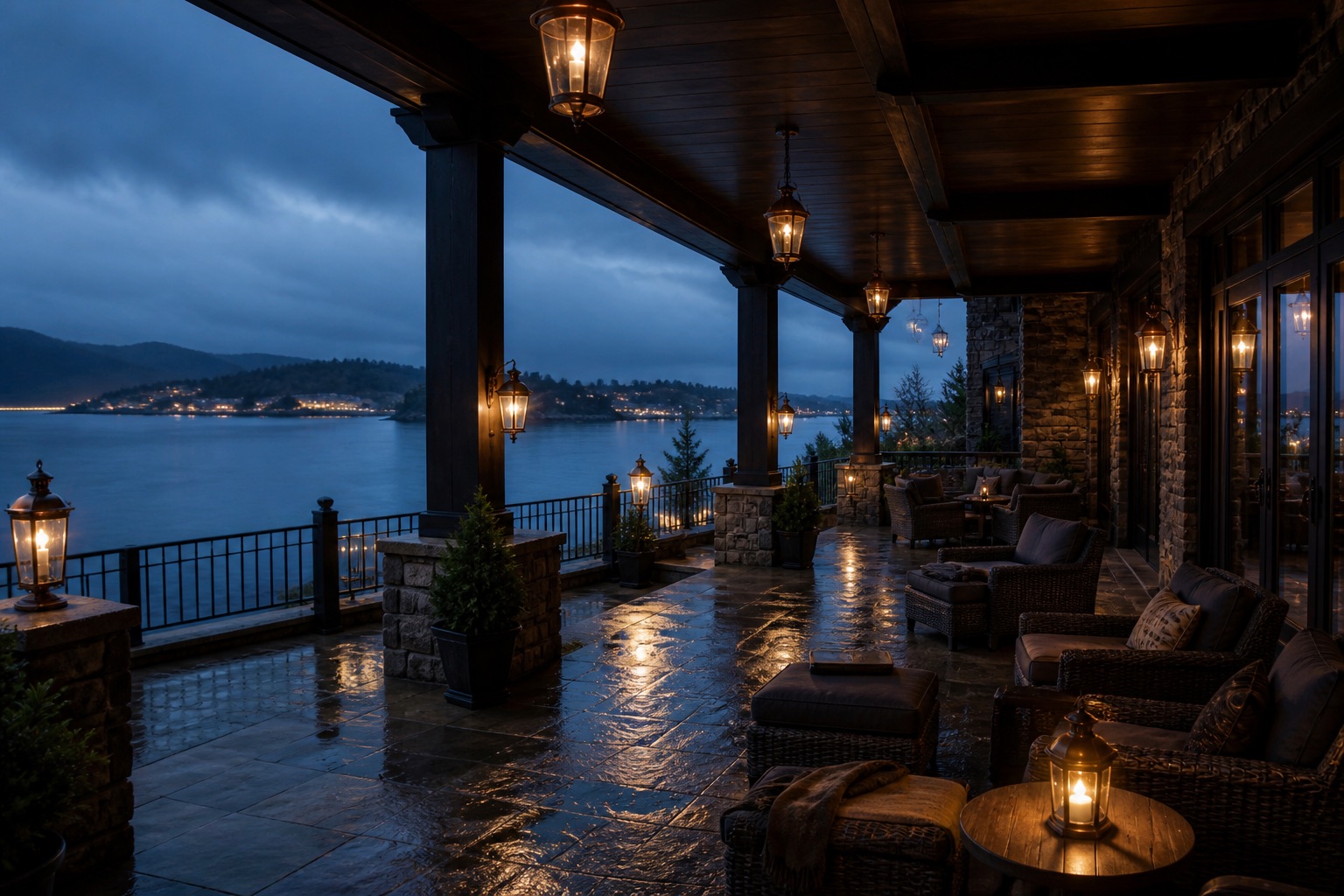 Emtec terrace at dusk